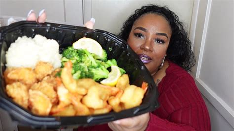 Red Lobster Mukbang Takeout Lets Talk About It Fried Shrimp Broccoli