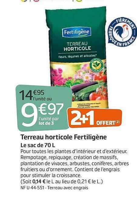 Promo Terreau Horticole Fertiligène chez Jardiland