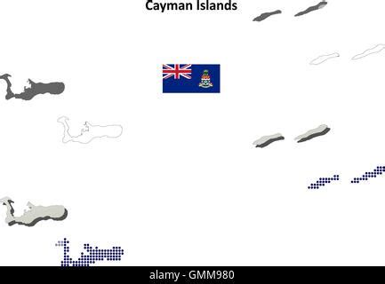 Cayman Islands outline silhouette map illustration Stock Vector Image ...