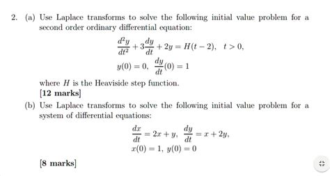 Use Laplace Transforms To Solve The Following Initial Value Problem For