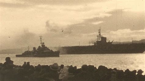 Navy Day 1945 ~ Nyc Hudson River Crowds Cheer Us Navy Warships