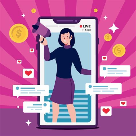 Concepto de teléfono móvil de marketing en redes sociales Vector Gratis