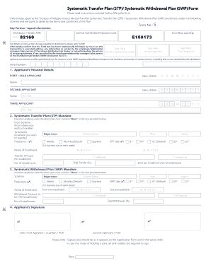 Fillable Online STP Systematic Withdrawal Plan SWP Form Shakti