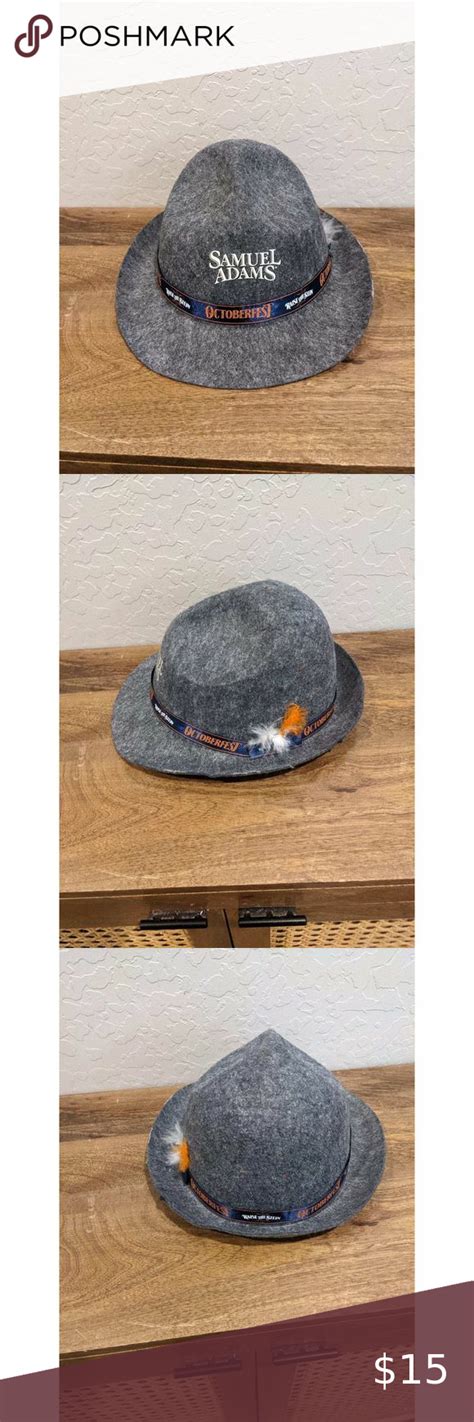 Samuel Adams Octoberfest Mens One Sz Hat Gray Orange Belted Feathered