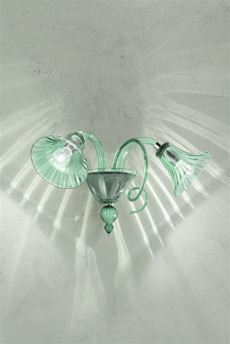 Handmade Elegant Venetian Wall Lamp With Two Shades And Murano Glass Contemporary Home Lighting