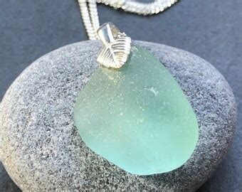 Sea Glass Necklace Sterling Silver Necklace Make A Wish Dandelion