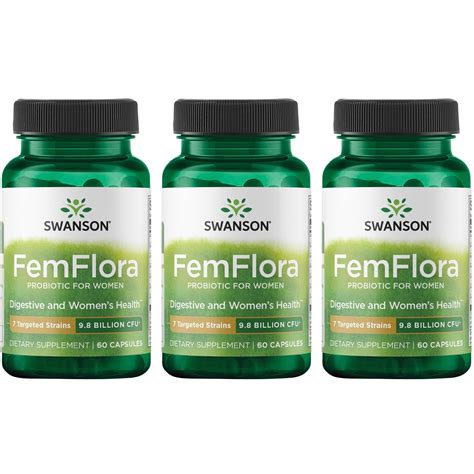 Swanson Femflora Probiotic For Women 9 8 Billion Cfu 60 Caps 3 Pack