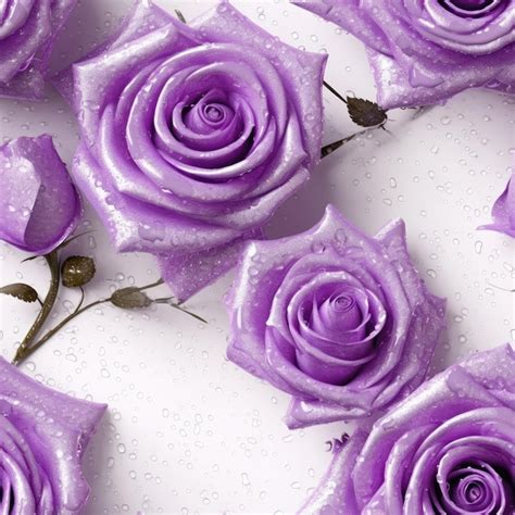 Premium AI Image | Purple Rose Flowers Glitter White Background Tile ...