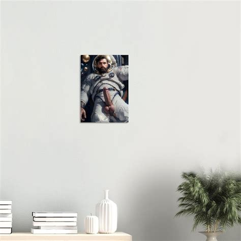 Naked Man Cosmonaut At The Space Gay Retro Art Nude Guy Etsy