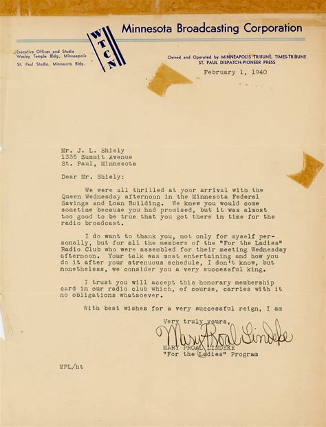 1940 Letter To Joe Shiely Sr From WTCN Kyle Shiely Flickr