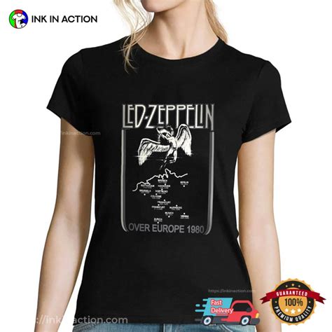 Led Zeppelin Over Europe 1980 Tour T Shirt Print Your Thoughts Tell