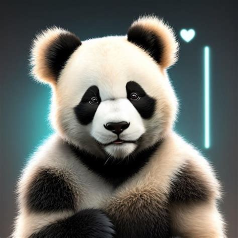 Ilustra O Gerada Pela Ia De Um Urso Panda Preto E Branco Iluminado Por