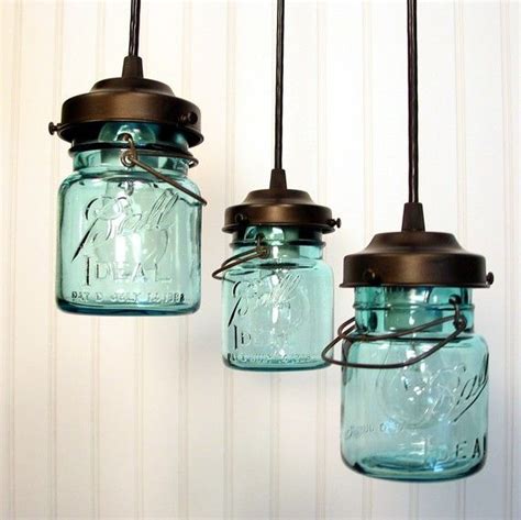 Vintage BLUE Canning Jar CHANDELIER Created NEW Etsy Jar Chandelier