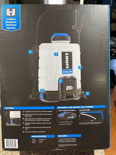 NEW HART 20Volt Cordless 4 Gal Backpack Chemical Sprayer Kit 1 2