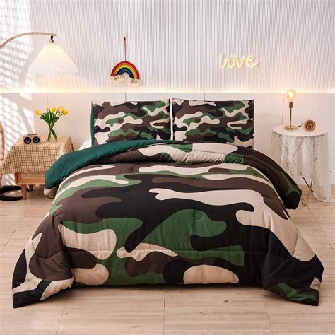 Ntbed Camouflage Bedding Set Colorful Pattern Twin Comforter Set For