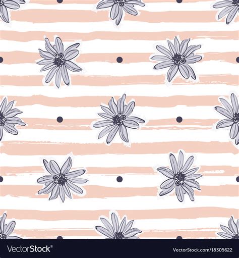 Pastel Flower Pattern Seamless Trendy Striped Vector Image