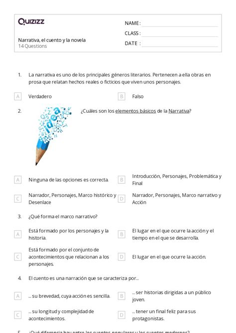 Estudio De Novela Hojas De Trabajo Para Grado En Quizizz Gratis