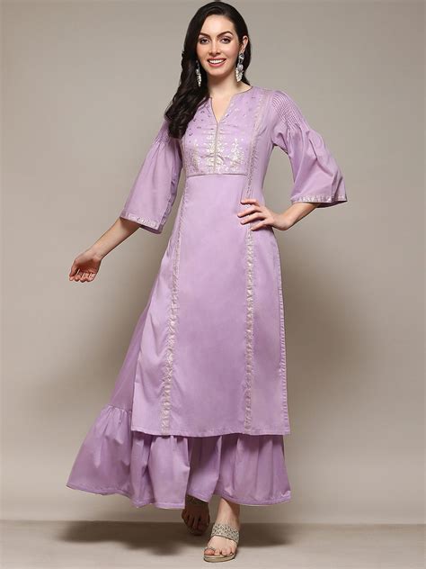Buy Biba Ethnic Motifs Yoke Design Cotton Straight Kurta - Kurtas for ...