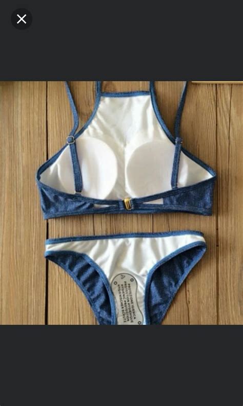 Halter Neck Bikini Set Denim Bikini Sports Sports Apparel On Carousell