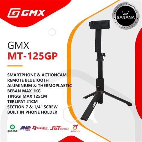 Jual GMX MT 125 GP Tripod Tongsis Selfie Stick Remote Bluetooth