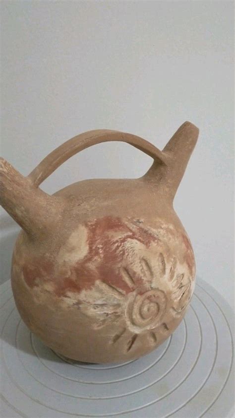 Unique Stoneware Vase With Aztec Symbols, Hand Built Pottery, Nazca ...