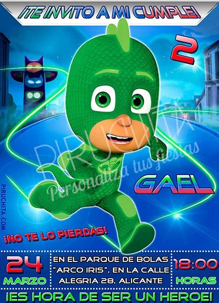 Invitaci N Cumplea Os Pj Masks Digital Imprimible Piruchita