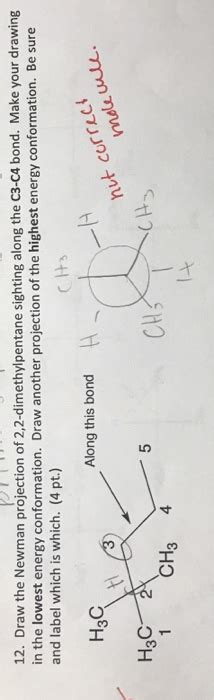 Solved 12 Draw The Newman Projection Of 2 2 Dimethylpentane Chegg