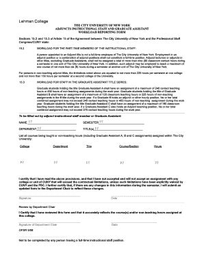 Fillable Online Lehman Cuny Workload Report Form Lehman College