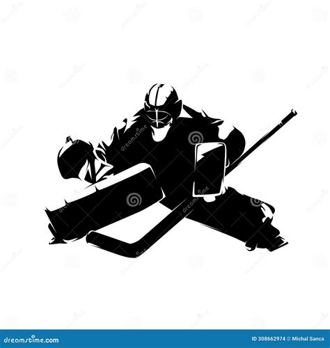 Ice Hockey Goalie Front View Isolated Vector Silhouette