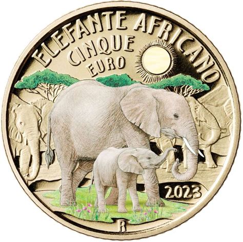 5 Euro Italia 2023 Elefante Moneta Mondo Sostenibile Romacoin