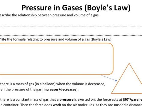 Ks4 Gcse Physics Pressure In Gas Boyles Law Formula Worksheet