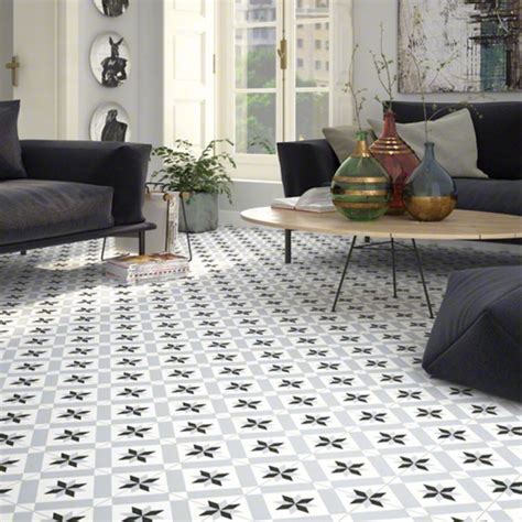 Carreau De Ciment Motif Etoile X Gris Noir