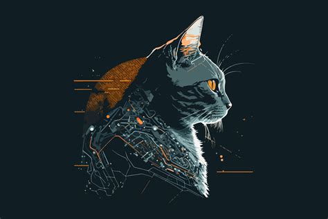 Sci Fi Cat Vector Illustration Graphic By BreakingDots Creative Fabrica