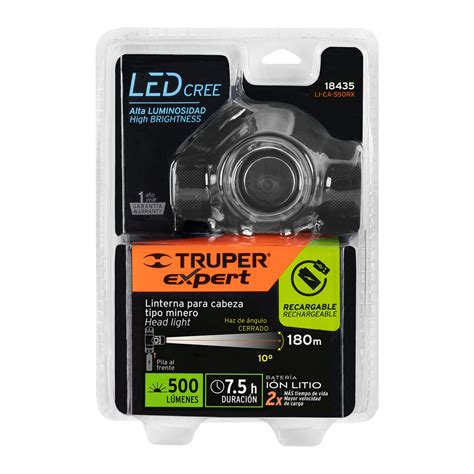 Ficha Tecnica Linterna De Minero Led Lm Recargable Truper Expert