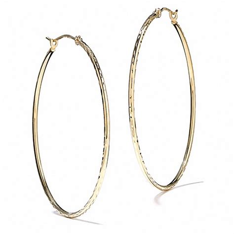 14k Gold 40mm Diamond Cut Hinged Hoop Earrings Peoples Jewellers