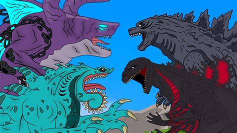 Godzilla And Shin Godzilla Vs BUZZiLLA Shin SharkZILLA Epic Battle