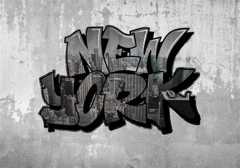 Graffiti with city view new york mural wallpaper - TenStickers