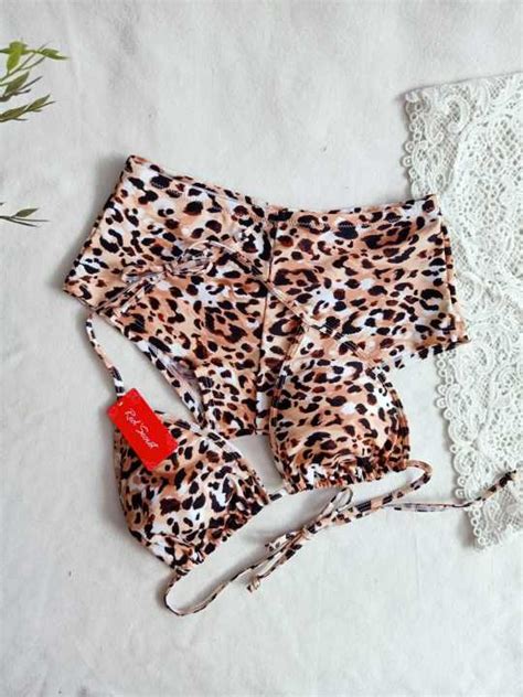 BK 3302 X03 LORENG MACAN BIKINI PANTAI BRA SEGITIGA CELANA SHORT