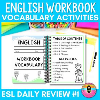 ESL Vocabulary Workbook for 1st to 2nd | Printable Activities for Beginners #1