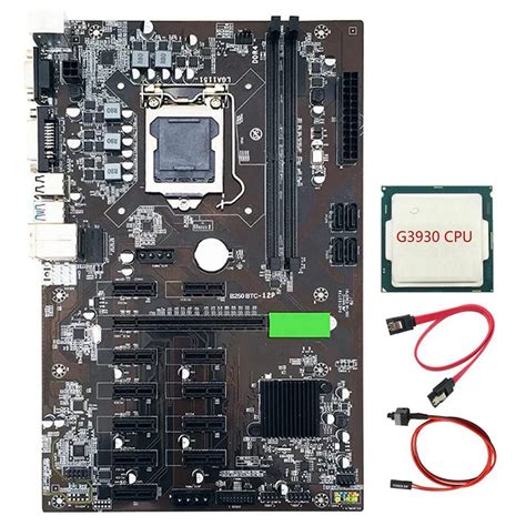 B250 Btc Mining Motherboard Lga 1151 With G3930 Cpuswitch Cable Sata