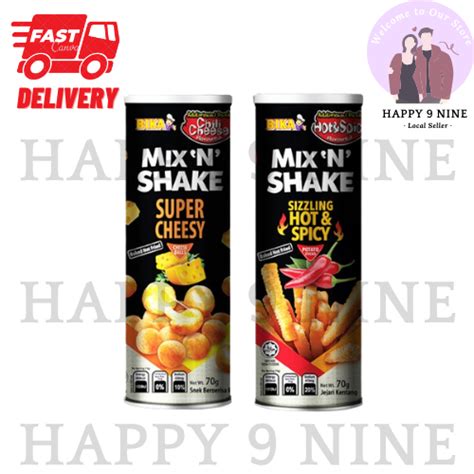 BIKA Mix N Shake Sizzling Hot And Spicy Potato Sticks 70G BIKA Mix N Shake Super Cheesy Chili
