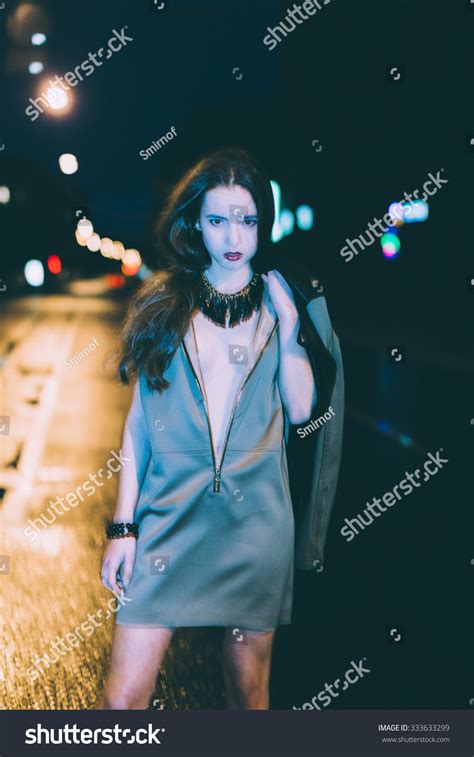 Sexy Gorgeous Brunette Girl Portrait Night Stock Photo 333633299 Shutterstock