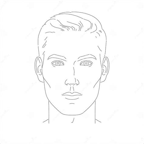 Set Of Man Face Portrait Three Different Angles And Turns Of A Male