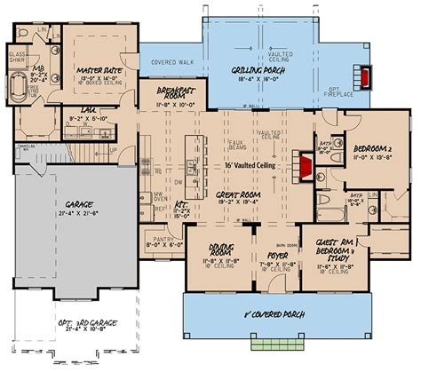 3 Bed Modern Farmhouse Plan With Bonus Room Above The Garage 70634MK