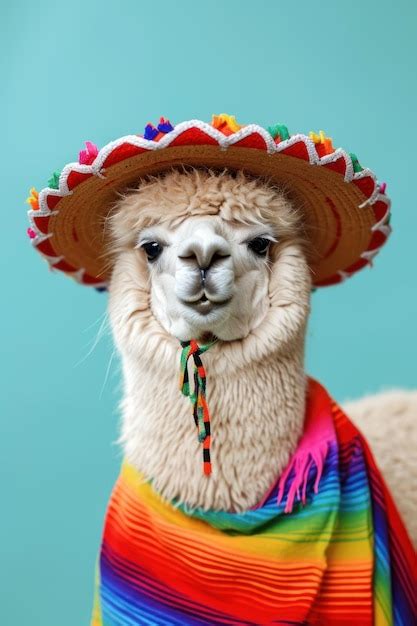 Premium Photo Alpaca Or Lama In National Mexican Hat