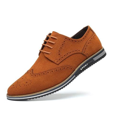 Chaussures Derby Homme En Cuir Et Daim Jaune Grande Et Petite Taille