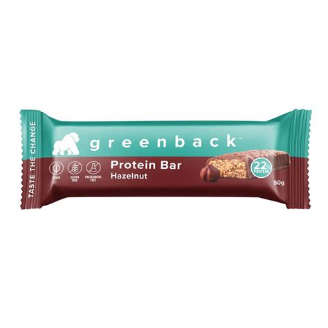 Greenback 22% Protein, Gluten Free Hazelnut Protein Bar 50 g Online at