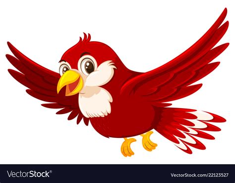 A cute red bird on white background Royalty Free Vector