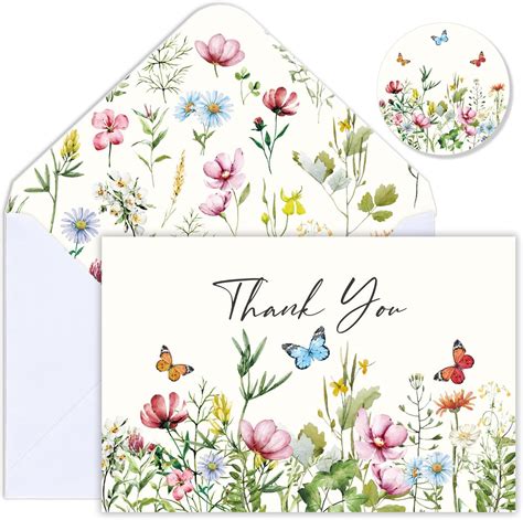 Amazon Whaline 20 Pack Wildflower Thank You Cards Bulk Flower