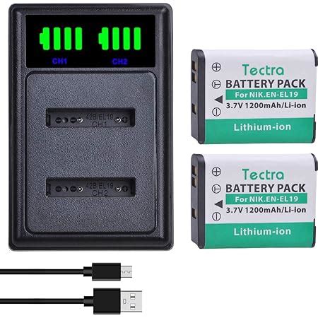 Amazon Tectra 2X EN EL19 Batteries And LED Dual USB Charger For